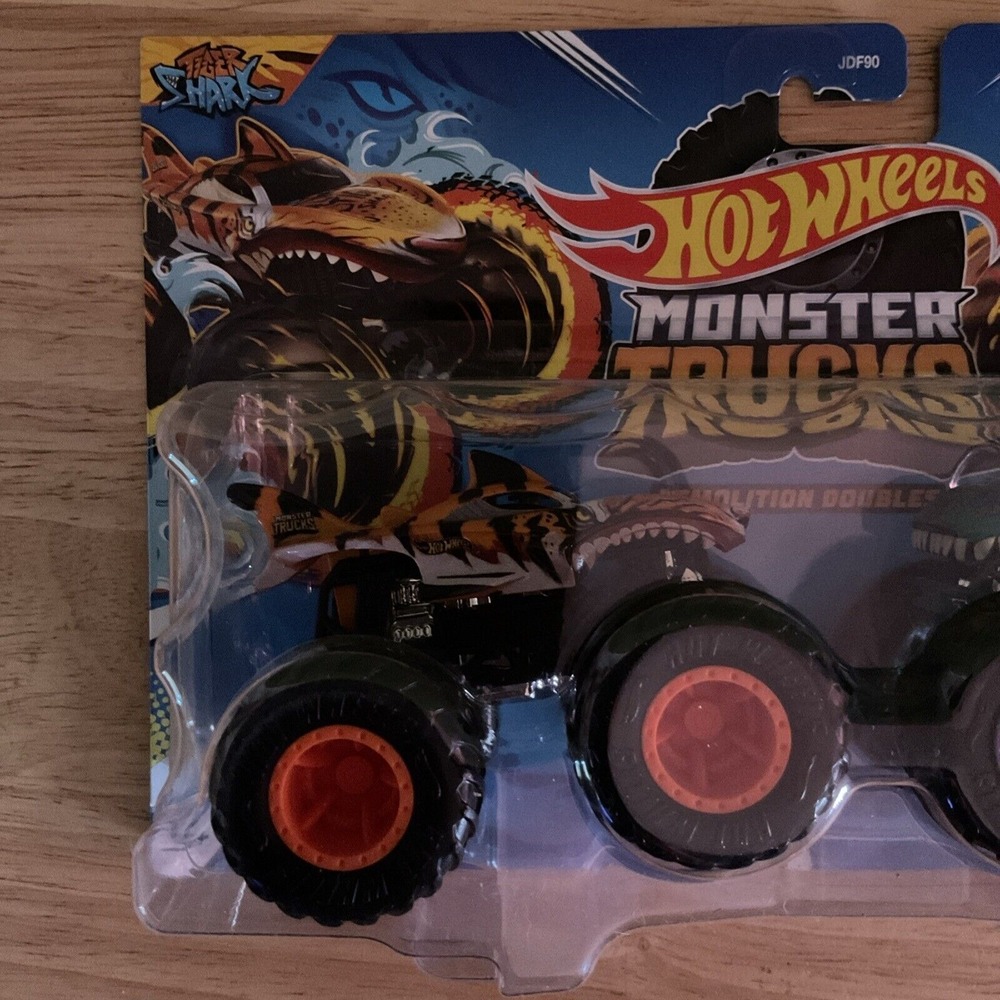 Mattel Hot Wheels Monster Truck Demolition Double, Tiger Shark And Mega-Wrex - Picture 2 of 8